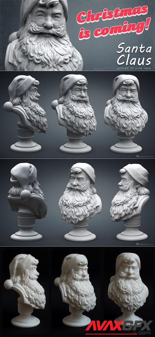 Santa Claus Portrait Bust – 3D Printable STL