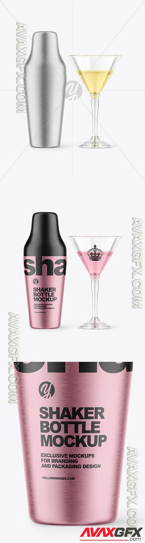 Metallic Shaker Bottle With Cocktail Glass Mockup 93853 TIF