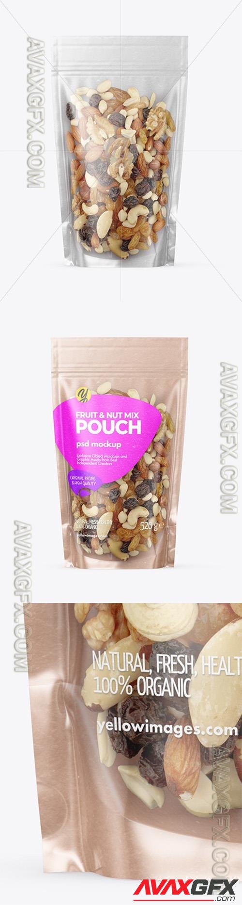 Kraft Stand-up Pouch with Fruit & Nut Mix Mockup 91129 TIF