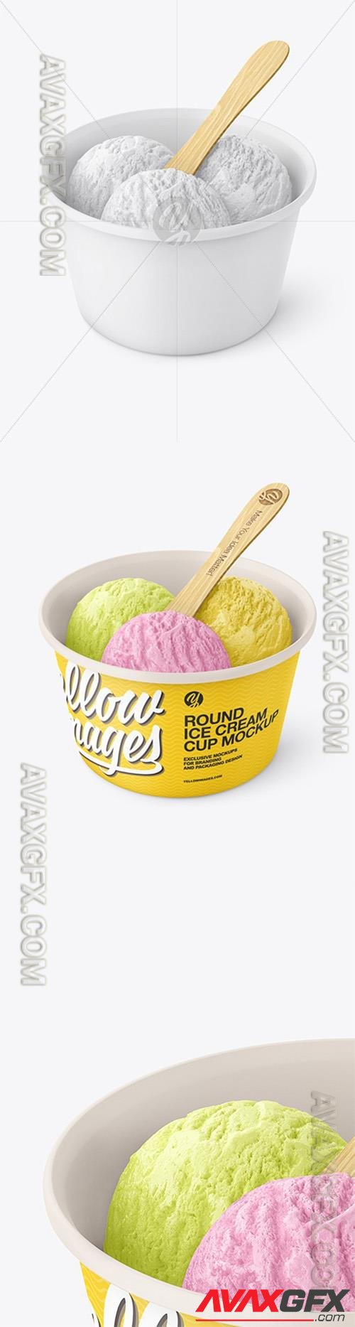 Matte Paper Ice Cream Cup w/ Wooden Stick Mockup 83618 TIF