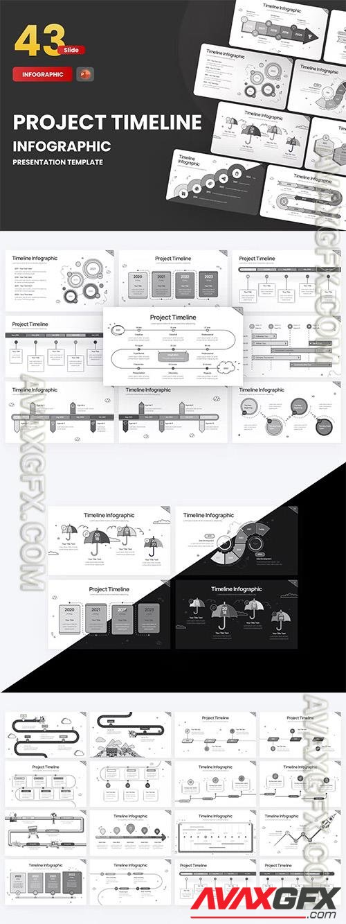 Project Timeline 3 Doodle PowerPoint Template VY9532F