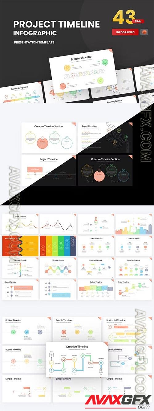 Project Timeline Line Color 2 PowerPoint Template F27J8FS