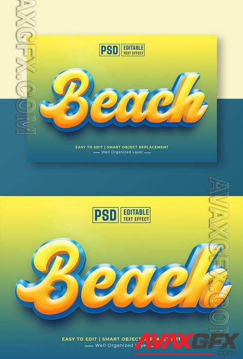 Psd Psd Beach editable 3d text style effect