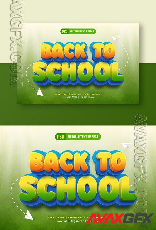 Psd Back to school 3d editable text style effect for kids