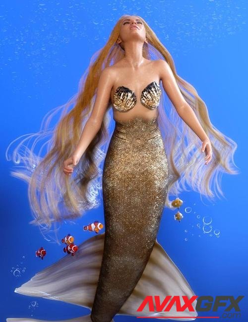 PhilW's Mermaid Hair for Genesis 8 and 8.1 Females