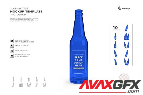 Glass Bottle Packaging Mockup Template Bundle - 1858127