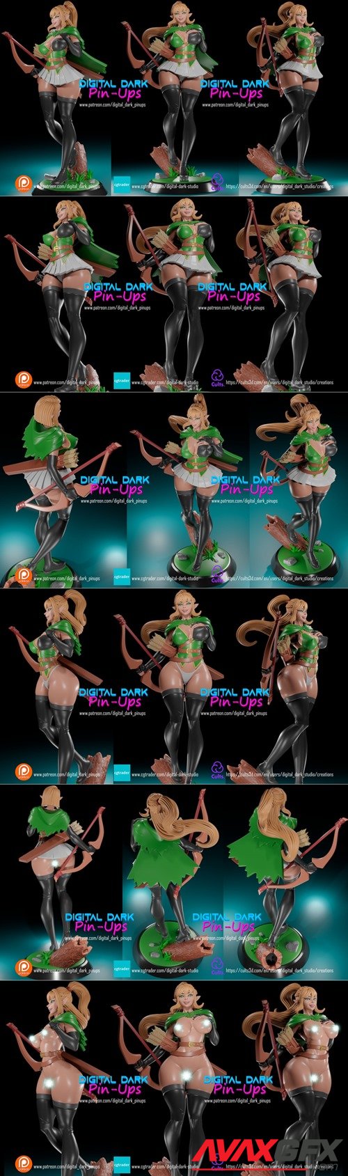 Digital Dark Pin-Ups Elf Archer – 3D Printable STL