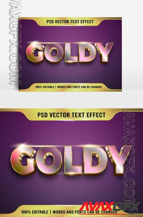 Text 3D very beautiful Goldy