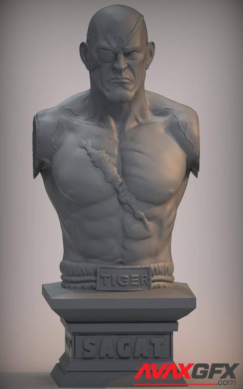 Sagat bust – 3D Printable STL