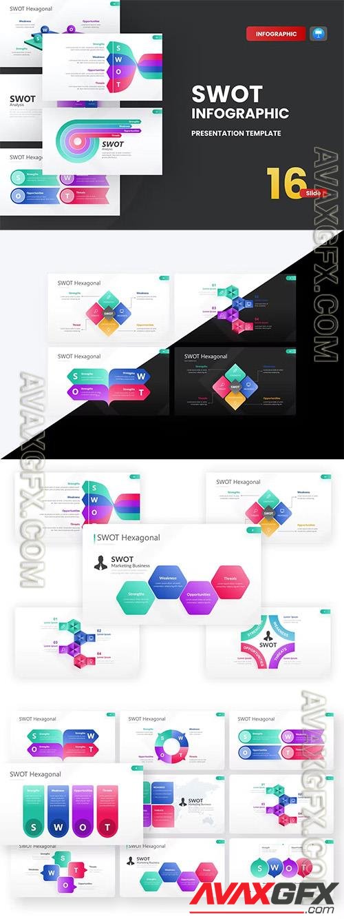 SWOT Infographic Gradient Color Keynote Template