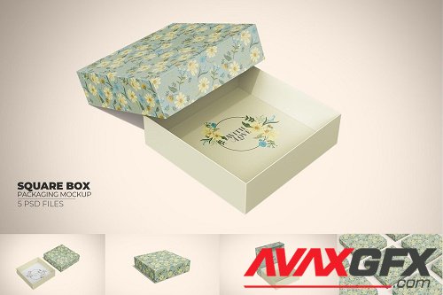 Square Box Packaging Mockup - 7091353