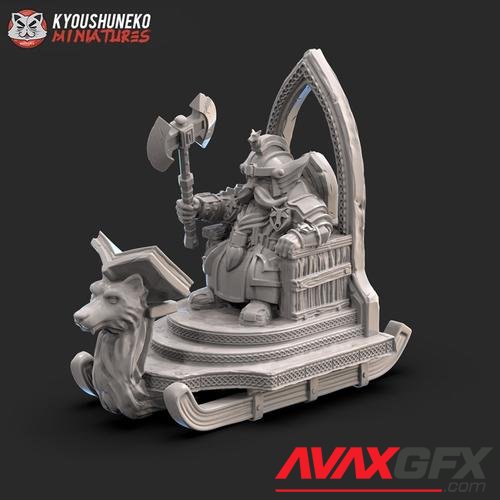 Dwarf High King Sitting on Throne – 3D Printable STL