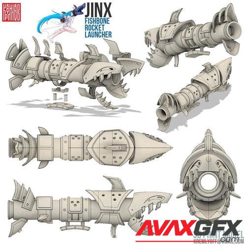 Jinx Fishbone Rocket Launcher – 3D Printable STL