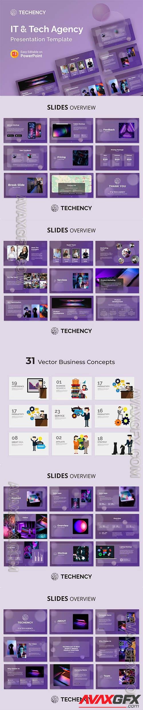 Techency – It & tech Agency Glassmorphic PPT