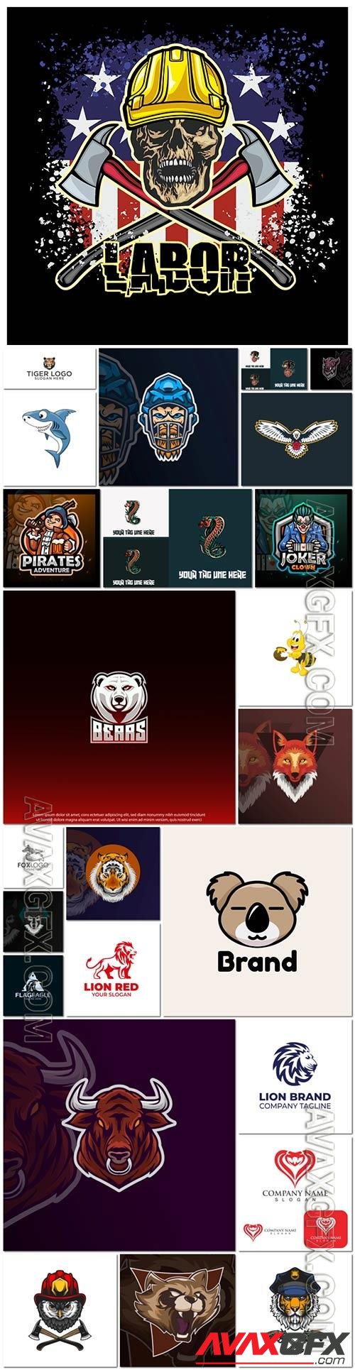 Mascot logo design set premium vector vol 38