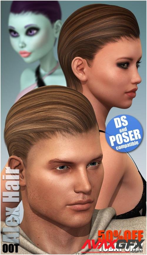 Alex Hair for Genesis 2 Female(s) & Male(s)