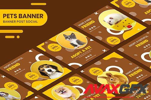 Adopt A Pet Instagram Post Collection psd Banner