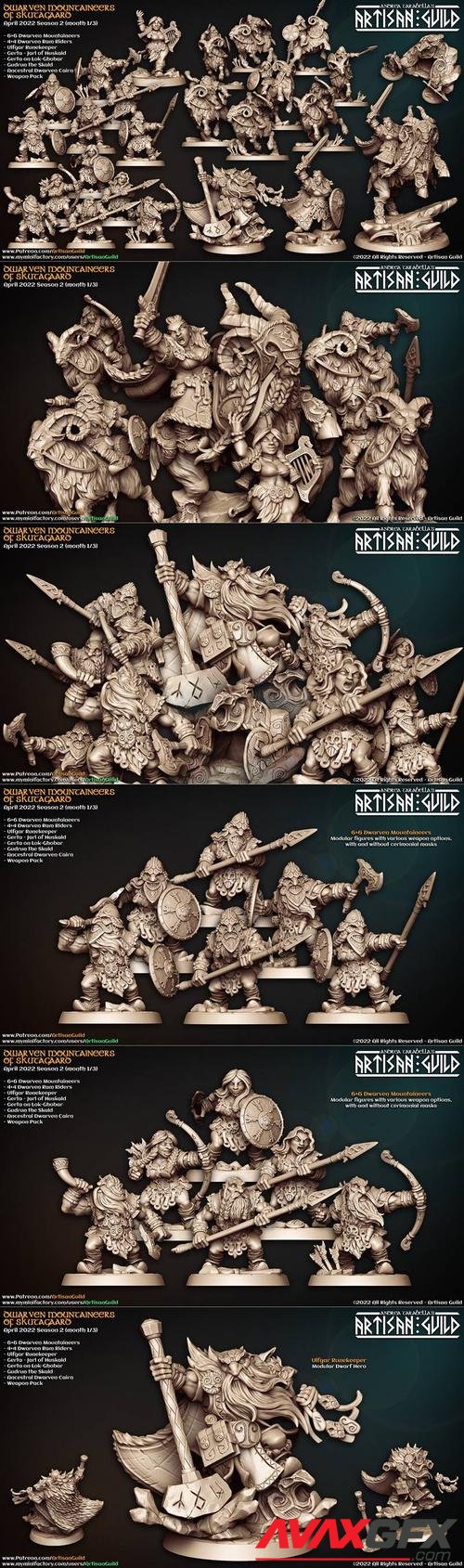 Artisan Guild - Dwarven Mountaineers of Skutagaard April 2022 – 3D Printable STL