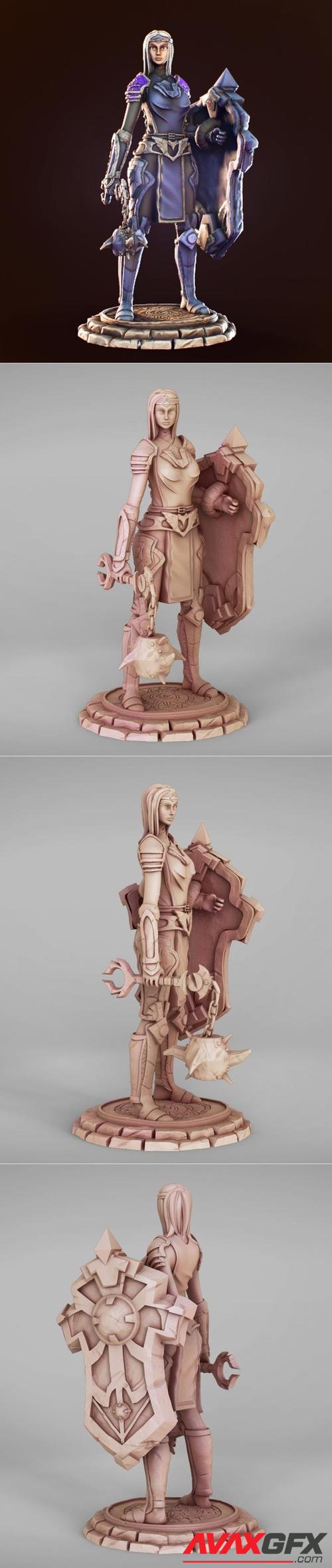 Female human paladin – 3D Printable STL