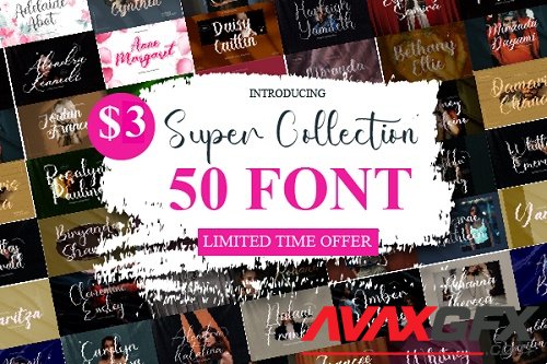 Mega Collection Font Bundle - 50 Premium Fonts