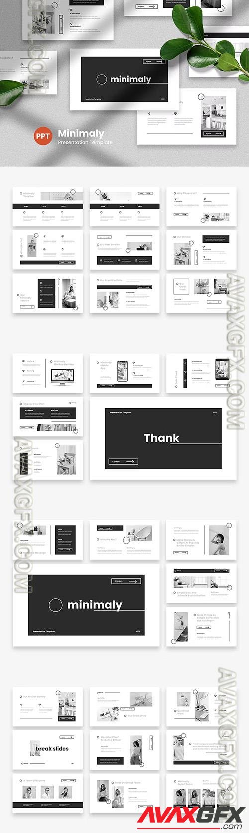 Minimaly - Black & White PowerPoint Template
