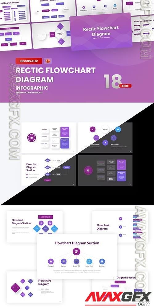 Rectic Flowchart Infographic PowerPoint Template
