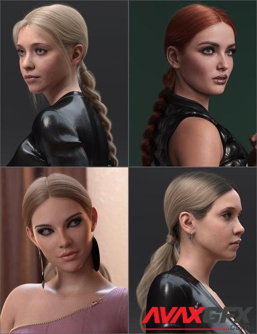 3-in-1 Low Ponytails Hair for Genesis 8 and 8.1 Females