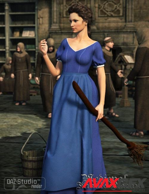 Medieval Female Peasant Clothing for Genesis