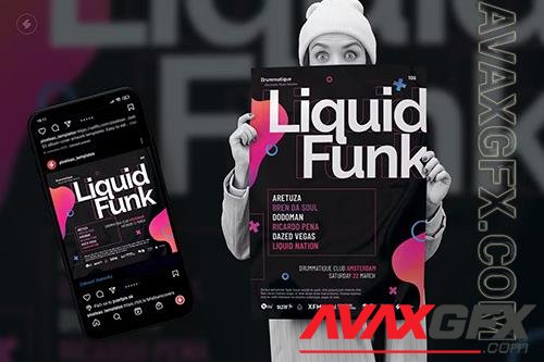 Liquid Funk – Event Poster, Party Flyer Template