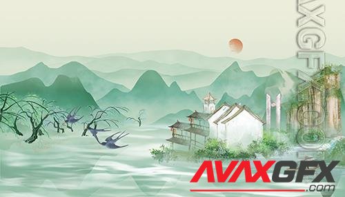 Psd Realistic Chinese Style Spring Background