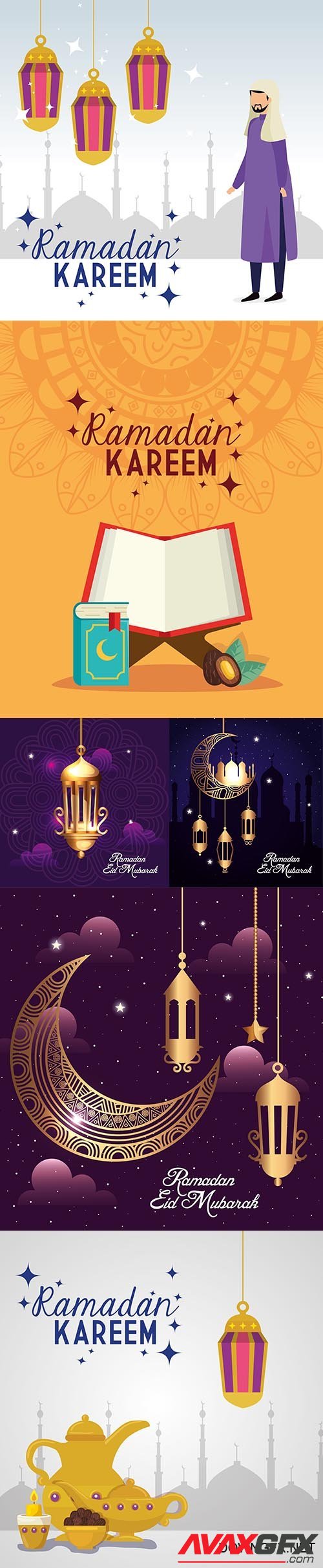 Ramadan Kareem and Eid Mubarak Illustration