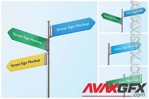 Street Direction Sign Mockup Set