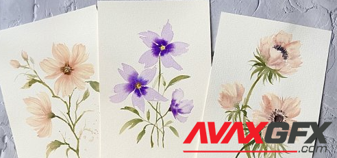 9 – Day Watercolor Floral Challenge : Improve your Painting Skills
