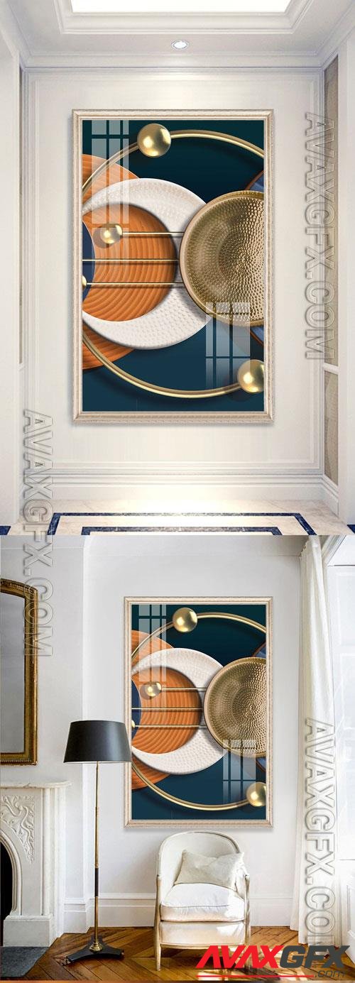 Entrance geometric relief neo-modern style decorative painting