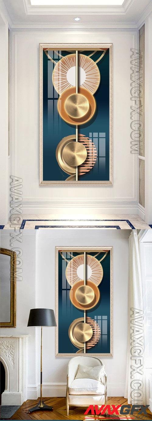 Abstract geometric circular metal light luxury decorative painting
