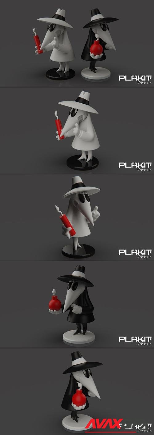 PlaKit Spy Vs Spy Black and White Spy – 3D Print