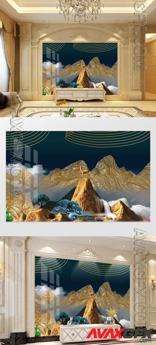 New Chinese style landscape light luxury background wall