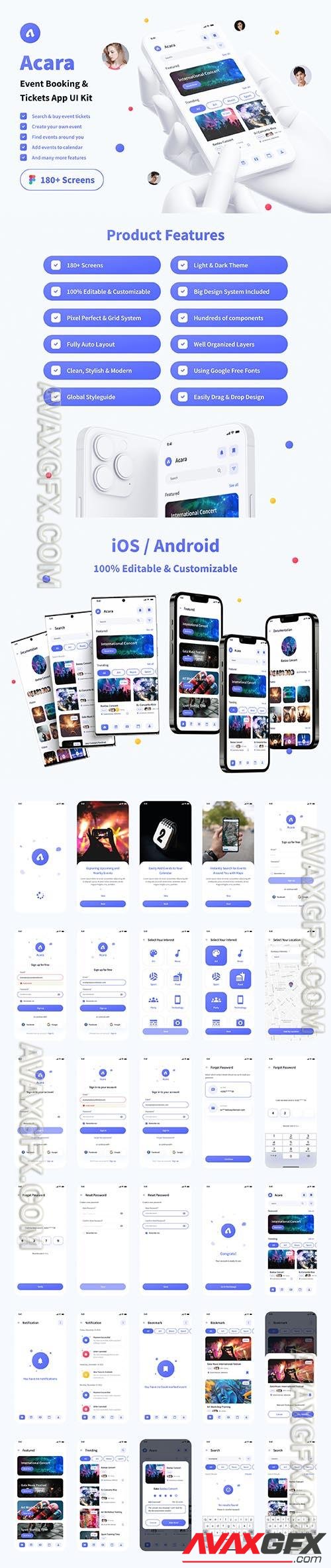 Acara - Event Booking & Tickets App UI Kit