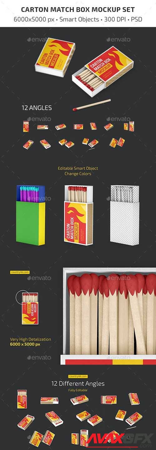 Carton Match Box Mockup Set - 37304633 - 7150712