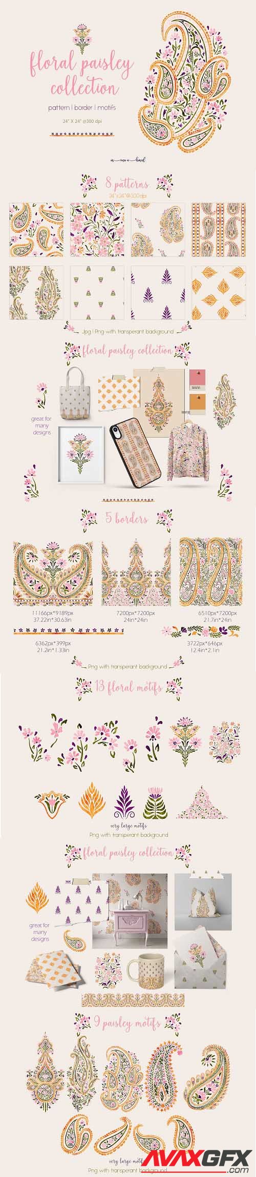 Floral paisley collection - 6828392