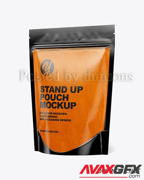 Glossy Transparent Stand-Up Pouch w/ Curry Sauce Mockup 41628 Layered TIF