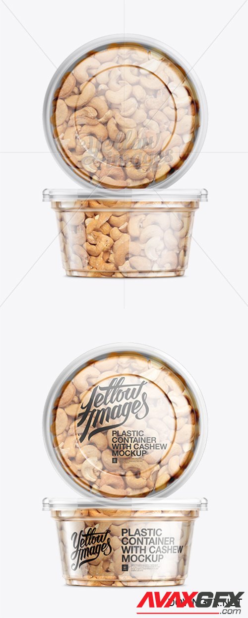 200g Clear Plastic Food Container w/ Cashew Mockup 11351