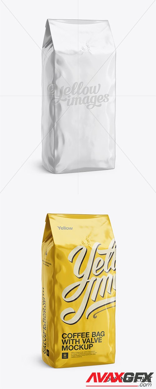 2,5 kg Foil Coffee Bag With Valve Mockup - Half-Turned View 12031 TIF