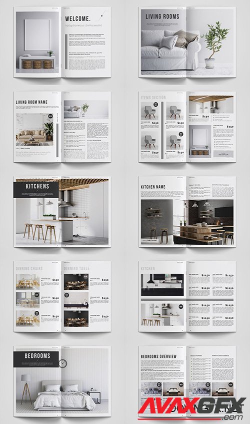 Product Catalog Layout with Green and Gray Accents 271282240