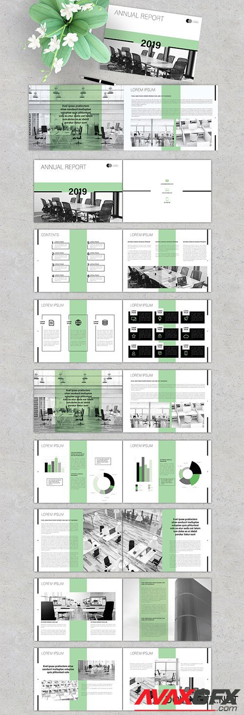 Annual Report Brochure Layout with Green Accents 279205419