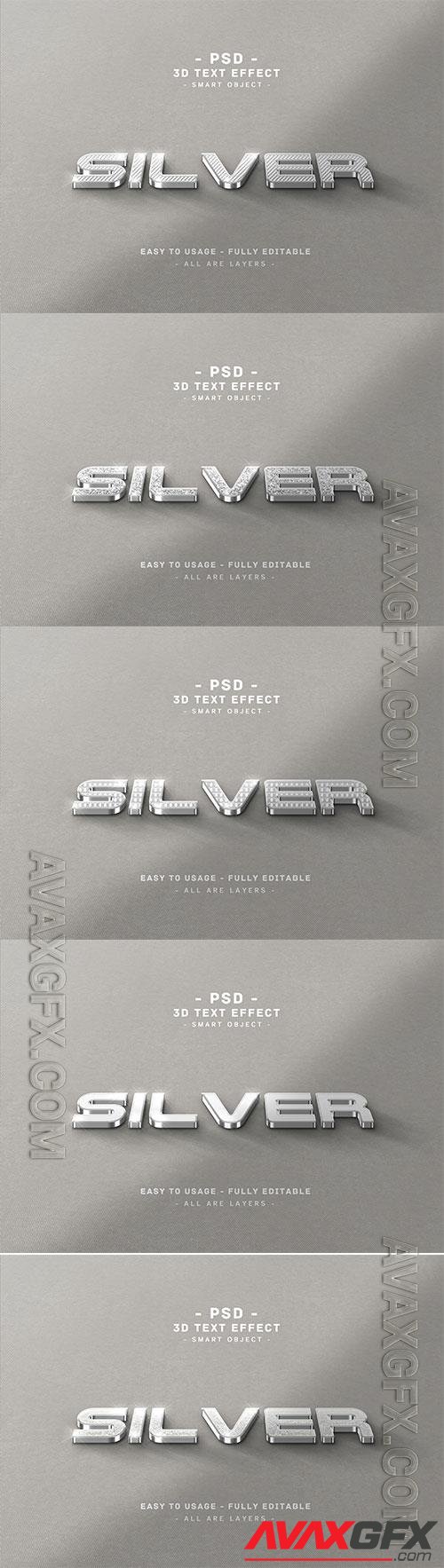 3d silver text style effect premium psd