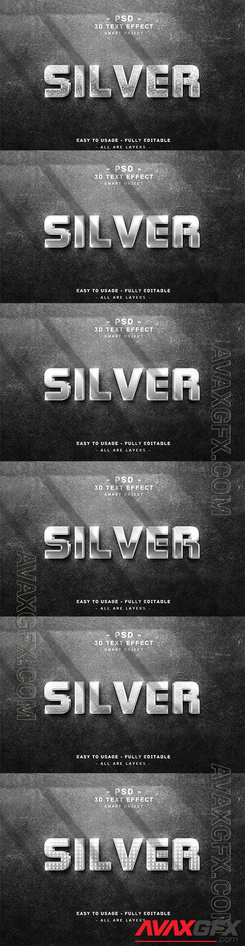 3d silver text style effect on wall premium psd