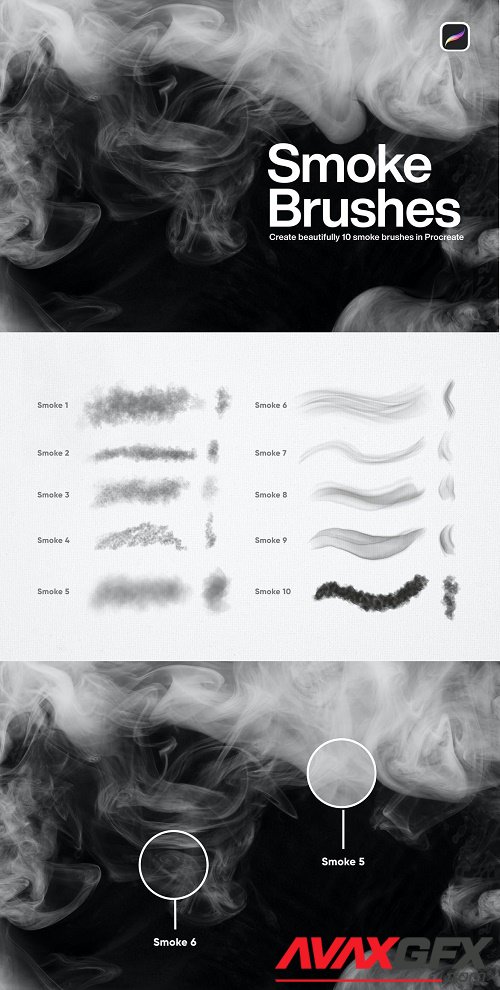 10 Smoke Brushes Procreate