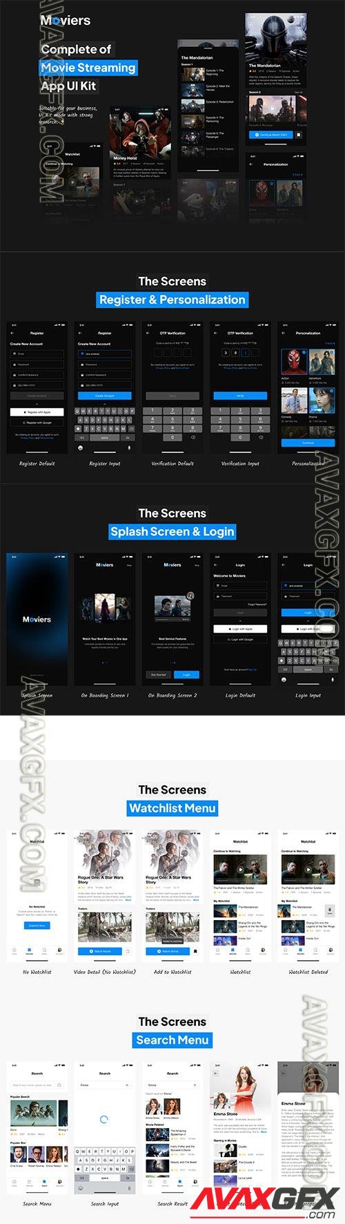 Moviers - Movie Streaming App UI Kit