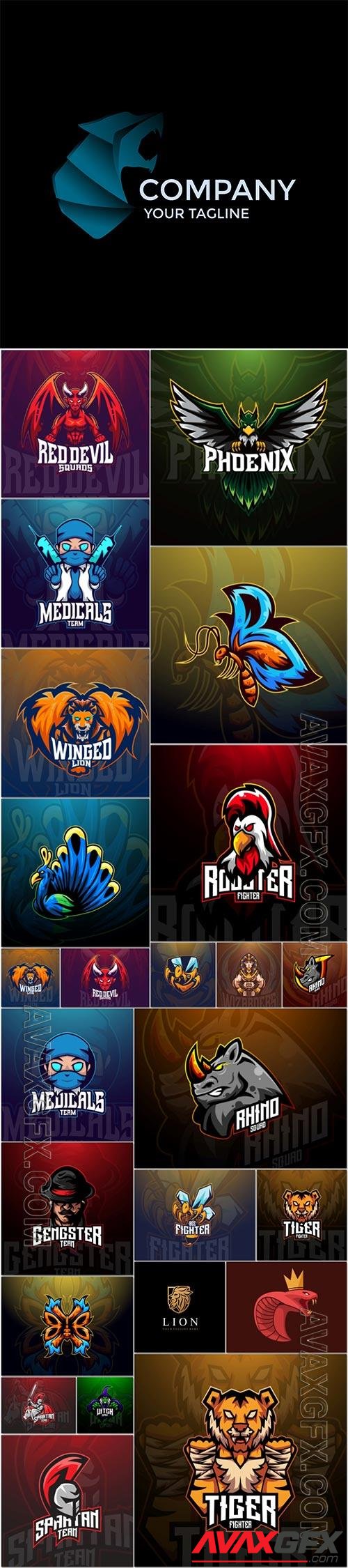 Mascot logo design set premium vector vol 42